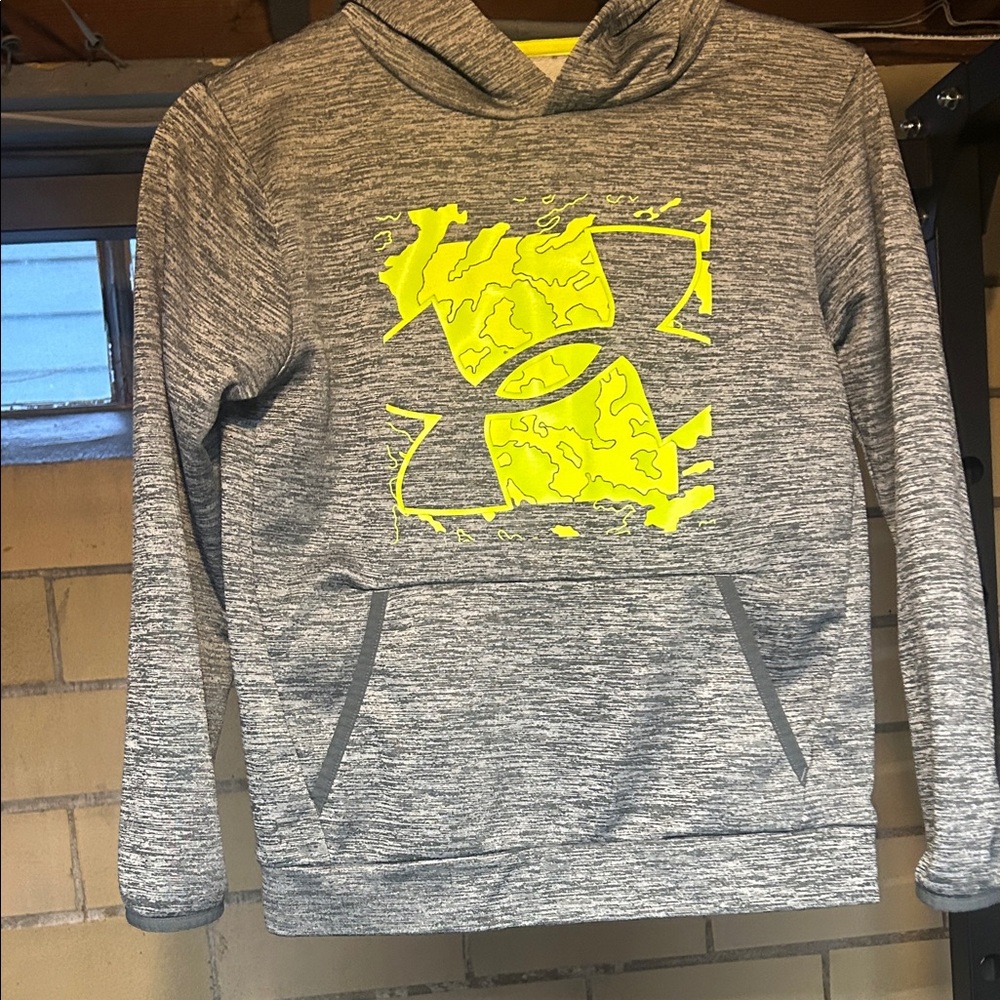 Under Armour Heather Gray Hoodie with Bright Yellow Logo